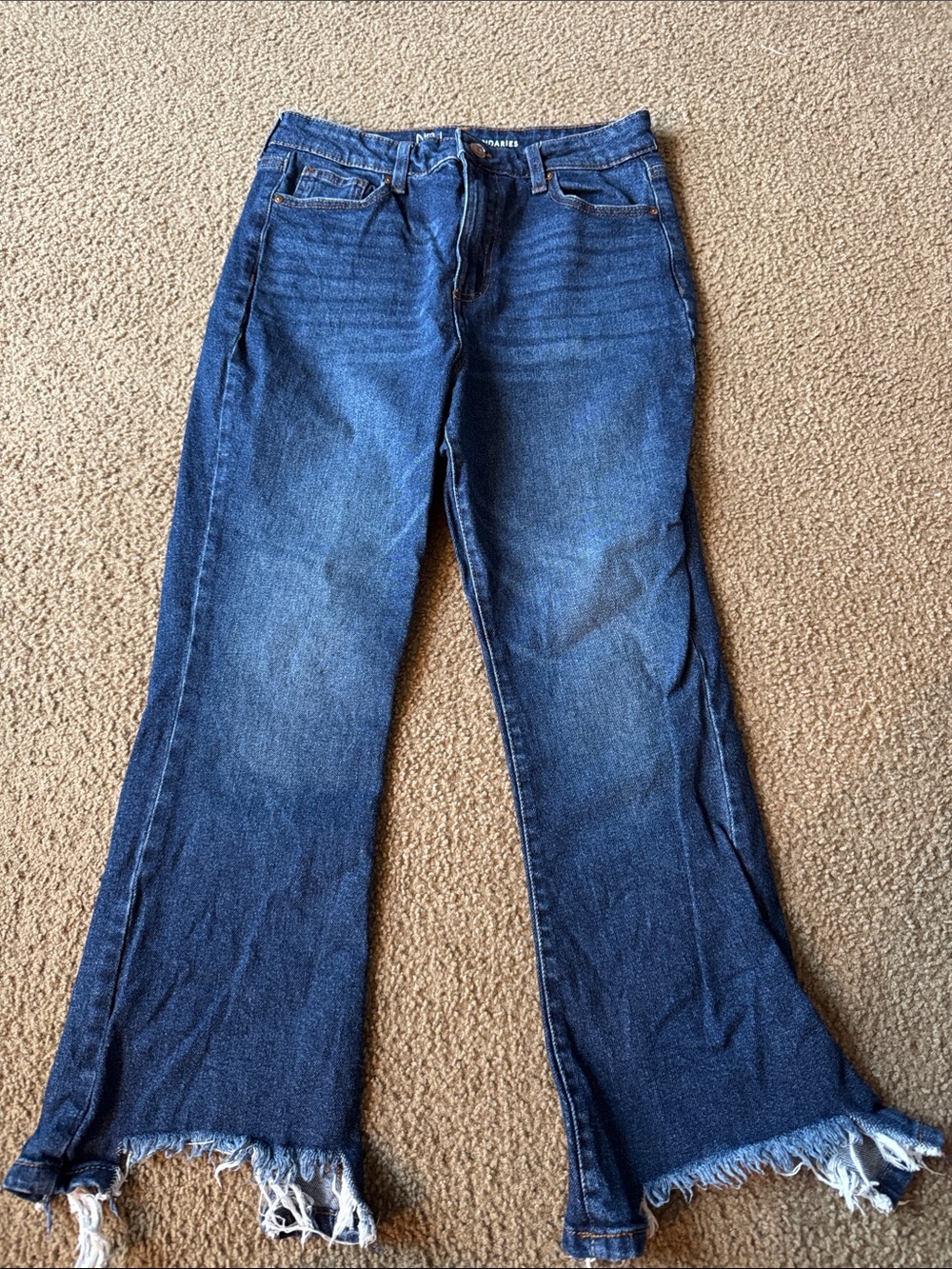 No Boundaries Dark Blue Wide Leg Jeans with Frayed Hem size 9